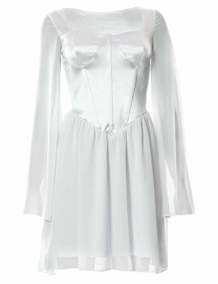 Y2K Coquette Aesthetic Square Neck Long Sleeve Wrap Dress - Cute Pastel Goth Tunic Style