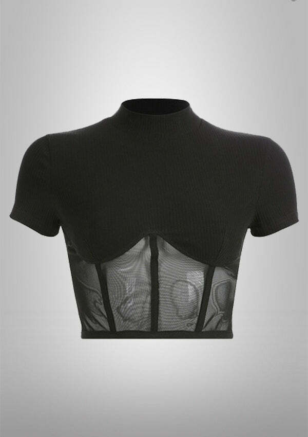 Y2K Coquette Aesthetic Top - Cute Pastel Goth Crop with Grunge Style Vibes