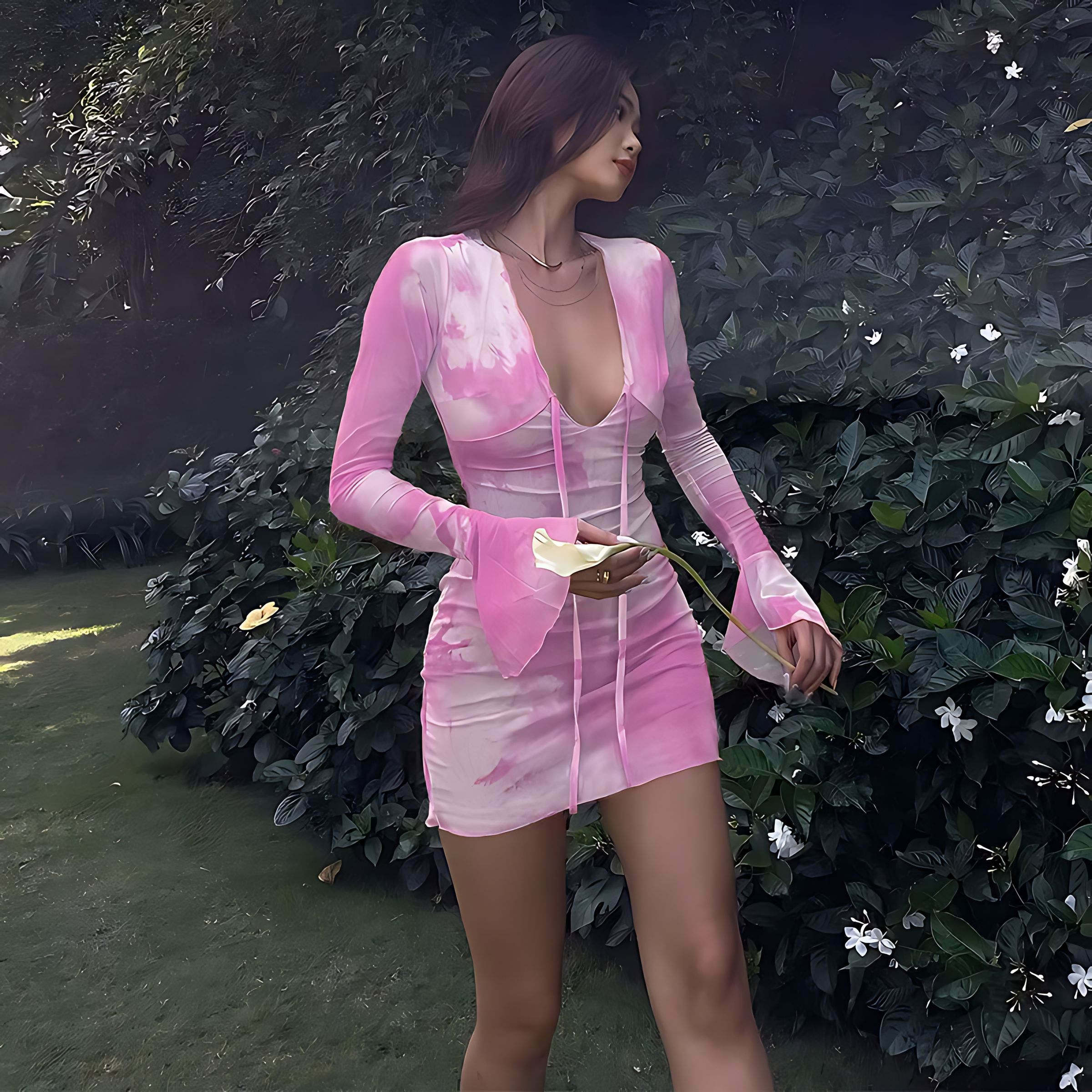 Y2K Coquette Mini Dress - Cute Pastel Goth Style with Grunge Aesthetic Touch
