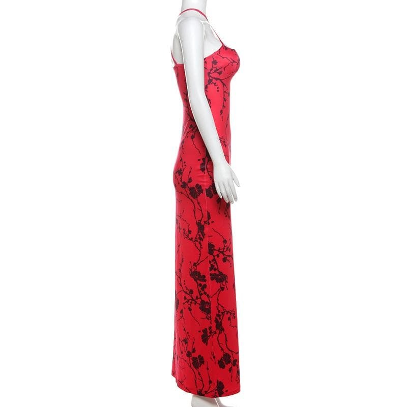 Y2K Cross Front Ruched Cami Maxi Dress - Coquette Aesthetic & Grunge Style Fusion