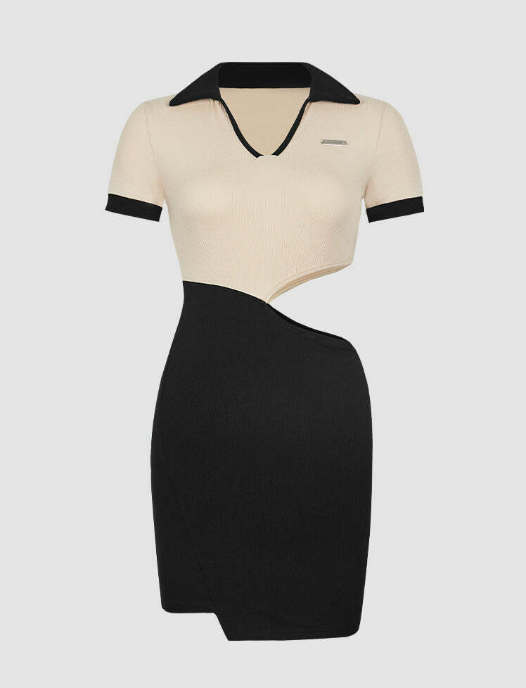 Y2K Cutout Mini Dress - Coquette & Grunge Aesthetic, Cute Short Sleeve Style
