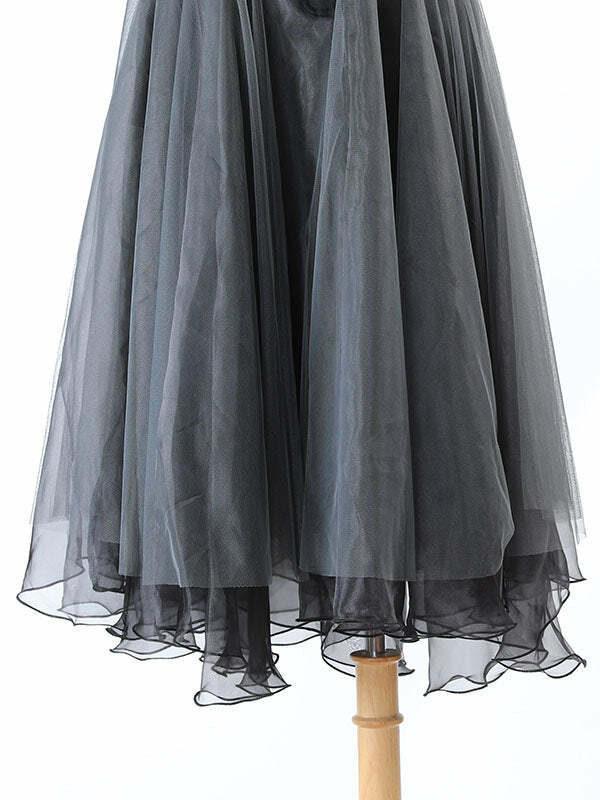 Y2K Dark Chiffon Patchwork Skirt - Grunge Aesthetic, Coquette Style, Vintage Vibes