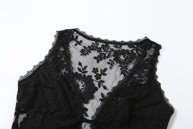 Y2K Deep V Neck Lace Ruffle Top - Cute Coquette Style for Aesthetic Outfits