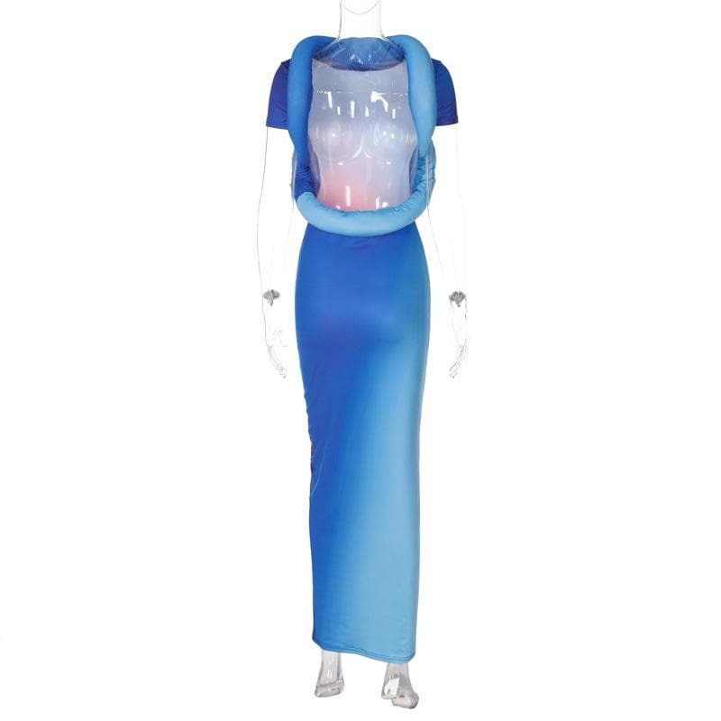 Y2K Gradient Backless Maxi Dress - Cute Coquette & Grunge Aesthetic for Effortless Style