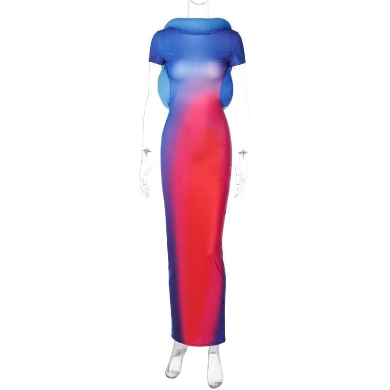 Y2K Gradient Backless Maxi Dress - Cute Coquette & Grunge Aesthetic for Effortless Style