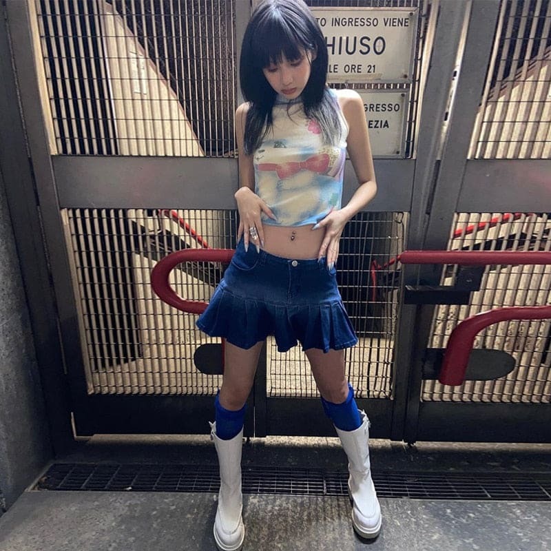 Y2K Graphic Sleeveless Tank Tops - Cute Aesthetic Crop Tops for Coquette & Grunge Styles