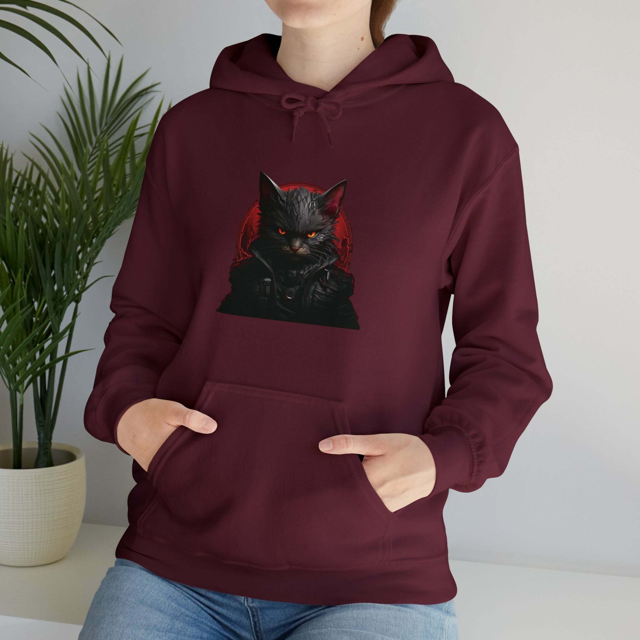 Y2K Grunge Aesthetic Angry Cat Hoodie - Cute Comfy Top for Coquette & Soft Girl Styles