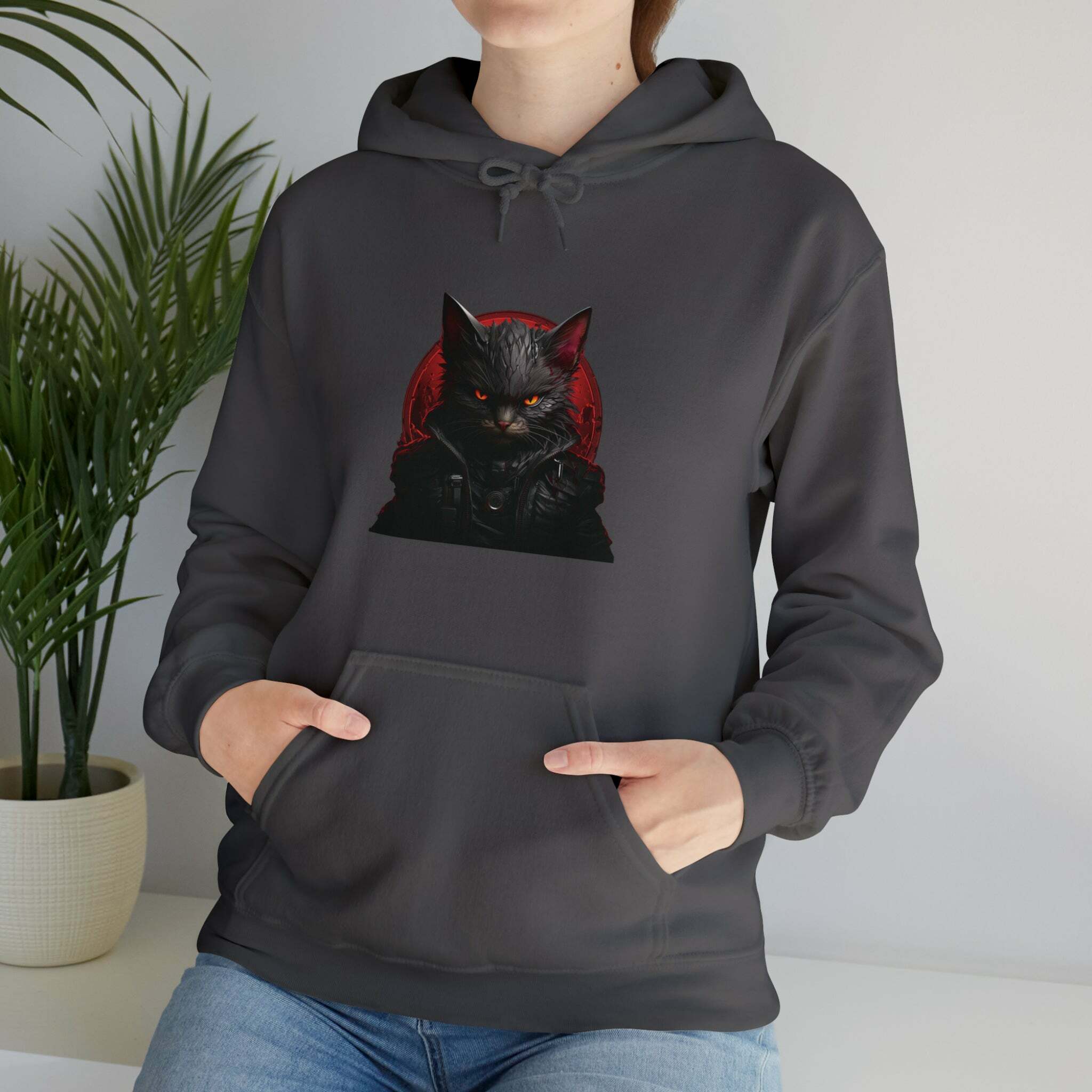 Y2K Grunge Aesthetic Angry Cat Hoodie - Cute Comfy Top for Coquette & Soft Girl Styles