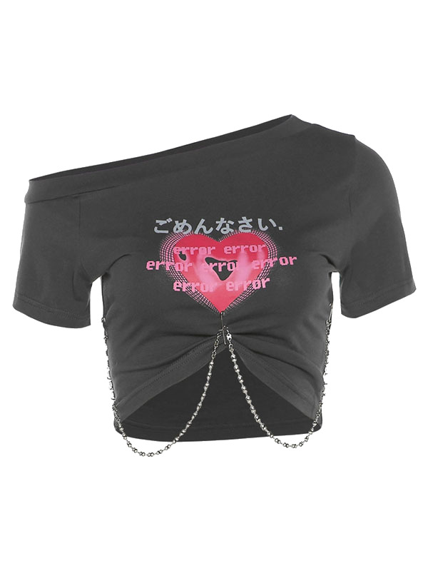 Y2K Grunge Aesthetic Error Love Top - Cute Crop Top for Coquette & Soft Girl Styles