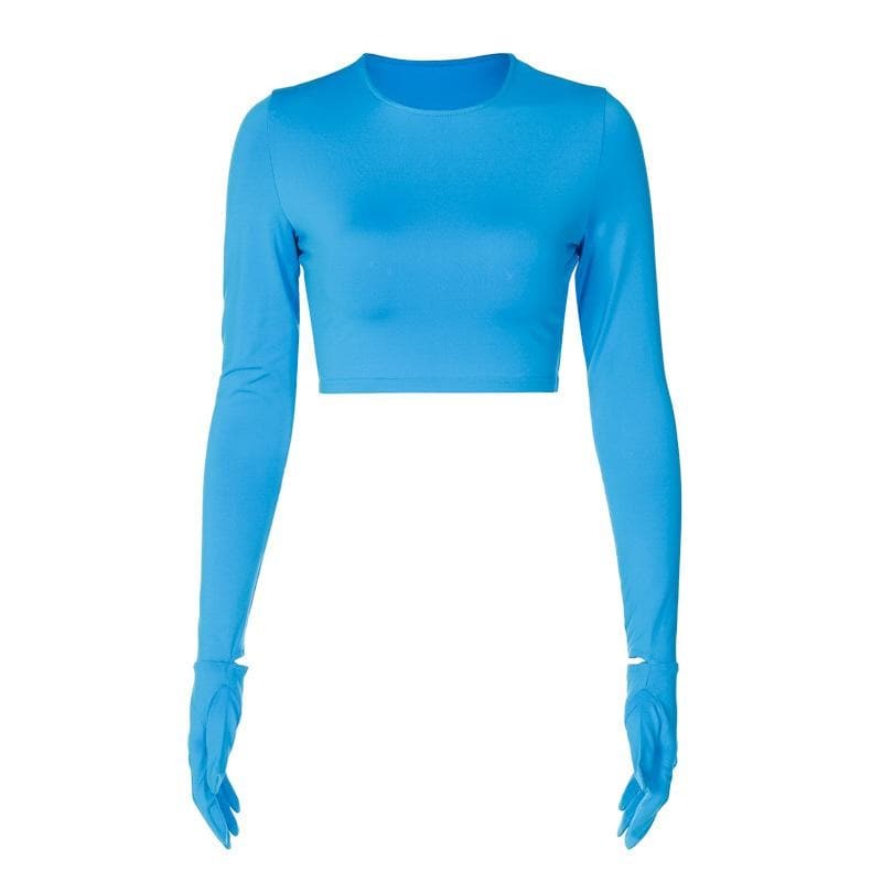 Y2K Grunge Aesthetic Long Sleeve Crewneck Crop Top - Comfy Cute Top for Vintage Vibes