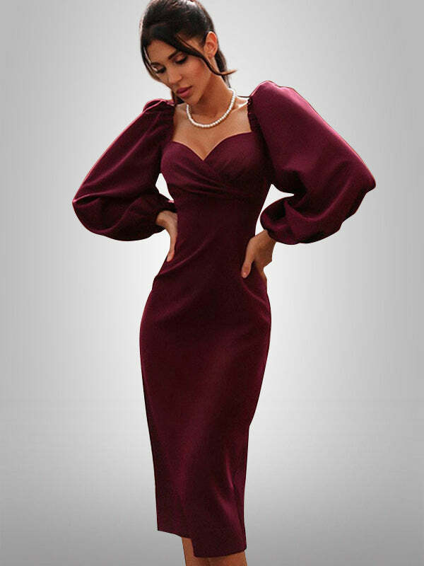 Y2K Grunge Aesthetic Long Sleeve Dress - Cute Pastel Goth Style for Comfy Fall Outfits