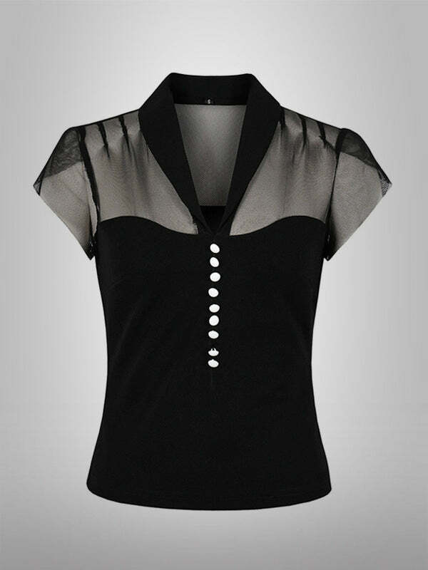 Y2K Grunge Aesthetic Mesh Top - Cute Crop for Coquette & Soft Girl Styles