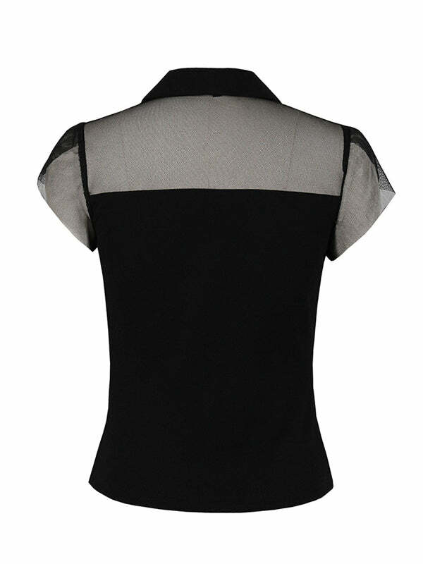 Y2K Grunge Aesthetic Mesh Top - Cute Crop for Coquette & Soft Girl Styles