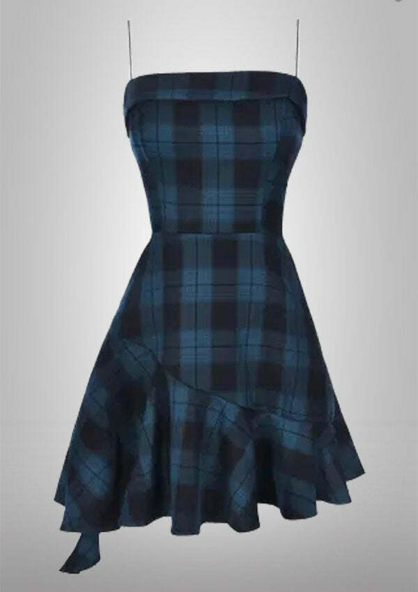Y2K Grunge Aesthetic Plaid Dress - Cute Cargo Skirt Style for Coquette & Dark Academia Vibes