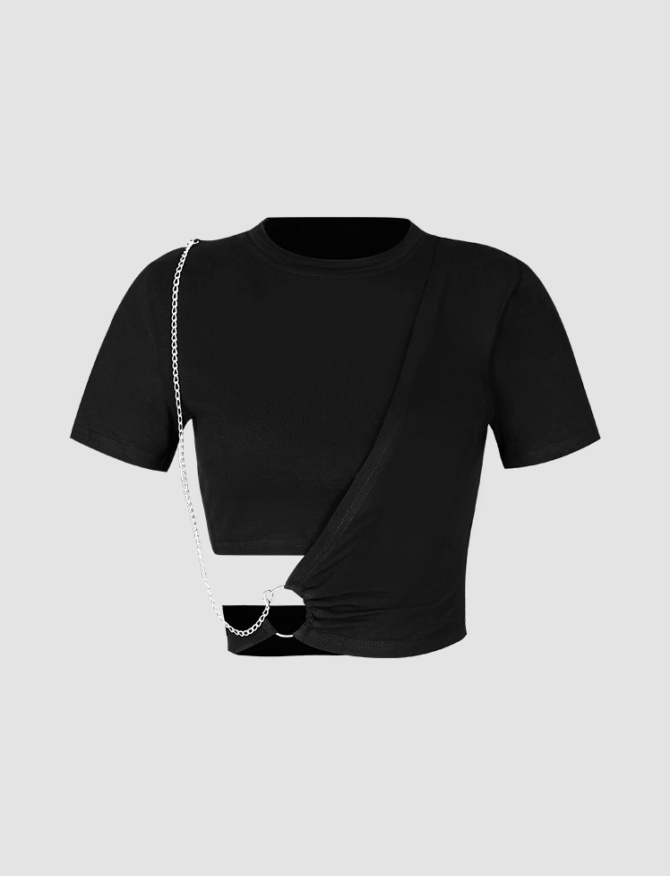 Y2K Grunge Aesthetic Short Sleeve Punk Top - Cute Crop for Coquette & Emo Styles