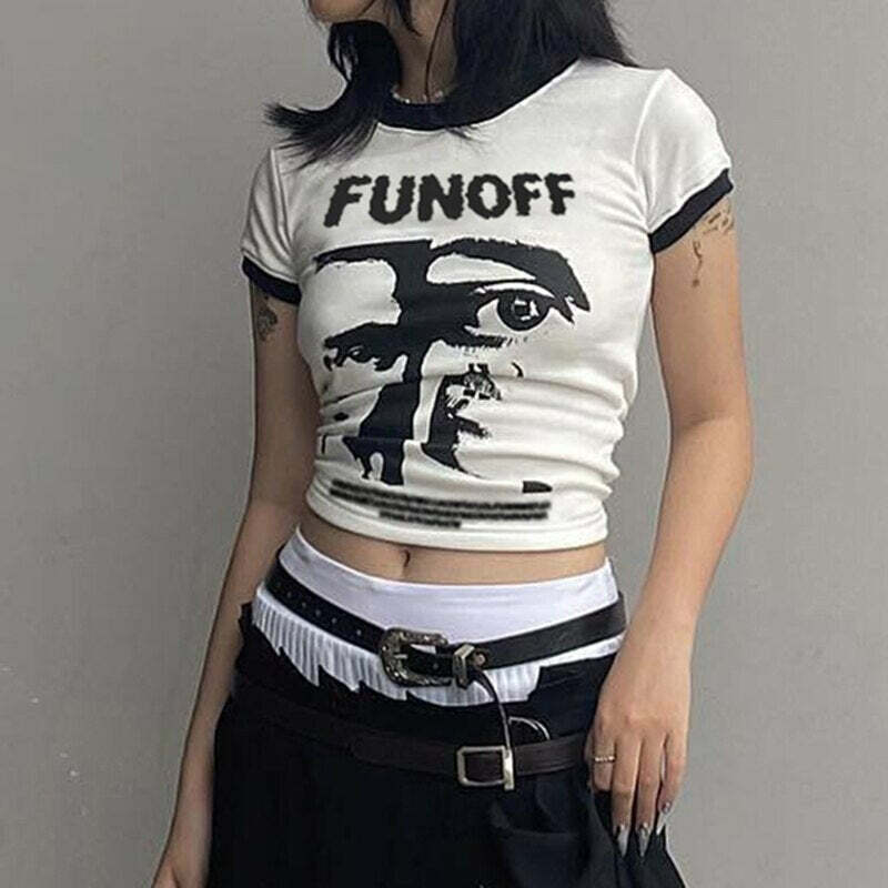 Y2K Grunge Aesthetic Summer Tee - Cute Goth Top for Vintage Vibes & Comfy Style