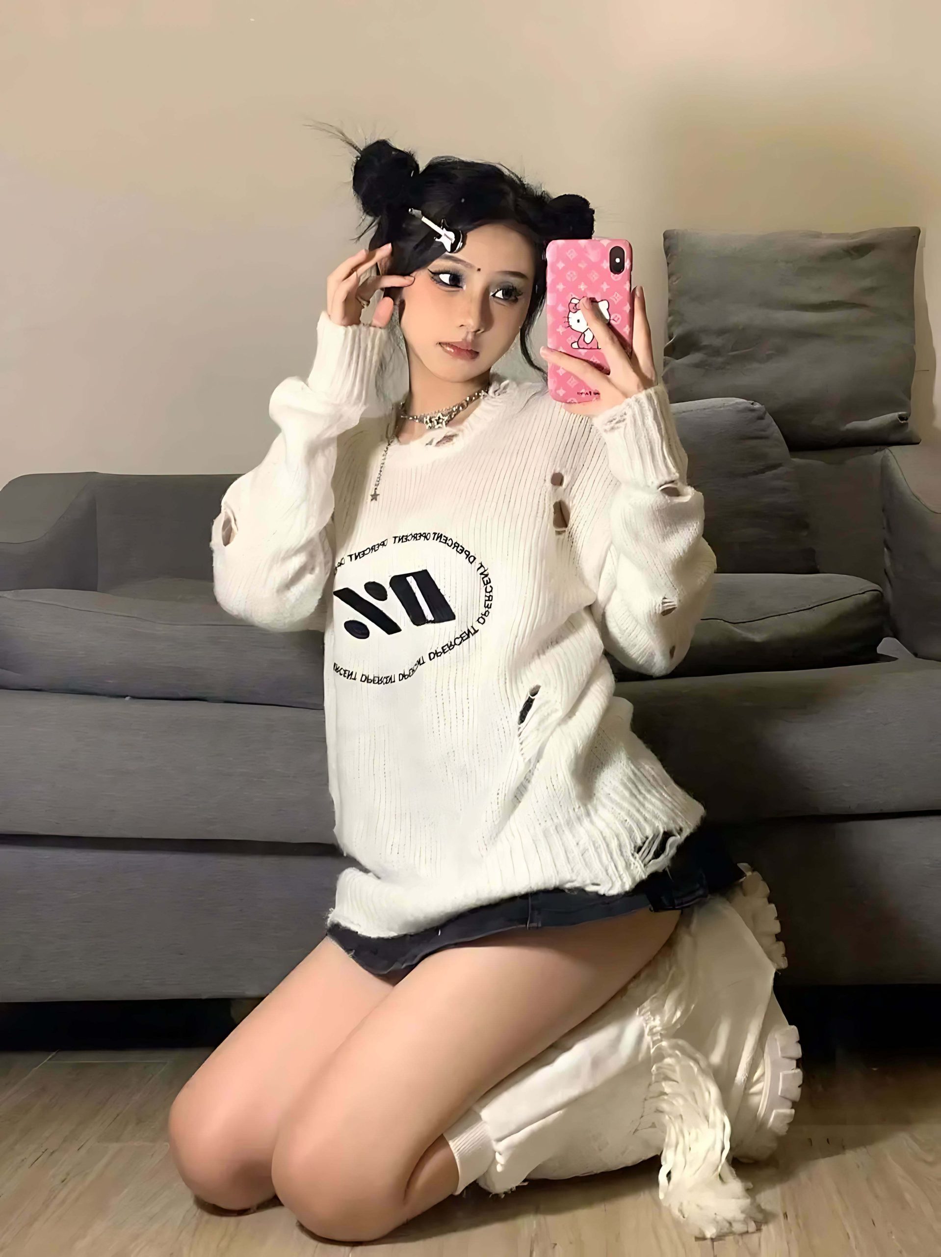 Y2K Grunge Aesthetic Sweater - Vintage-Inspired Comfy Knit for Cozy Fall Outfits