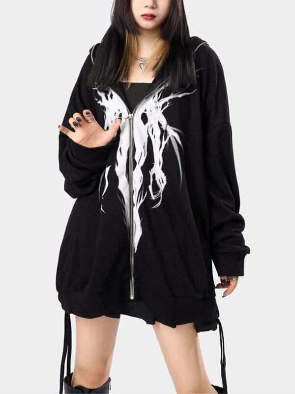 Y2K Grunge Aesthetic Zipper Hoodie - Comfy Vintage Style for Cute Outfits & Aesthetic Looks