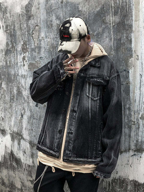 Y2K Grunge Denim Couple Jackets - Coquette Aesthetic Outerwear for Edgy Fashion Lovers