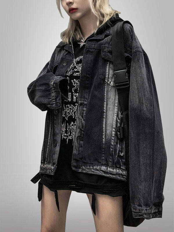 Y2K Grunge Denim Couple Jackets - Coquette Aesthetic Outerwear for Edgy Fashion Lovers
