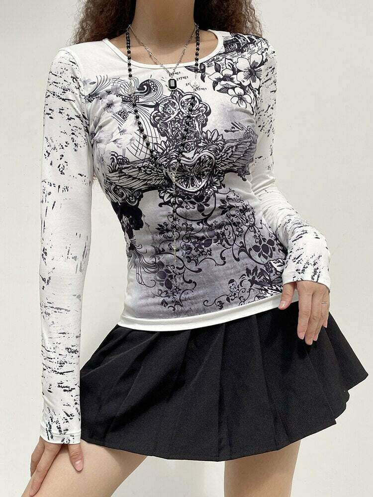 Y2K Grunge Fairycore Aesthetic Long Top - Cute Comfy Layering Piece for Unique Style