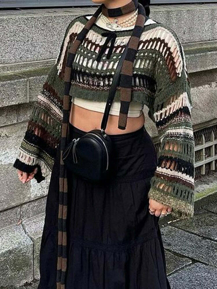 Y2K Grunge Fairycore Sweater - Cute Cozy Aesthetic Top for Vintage Vibes and Soft Style