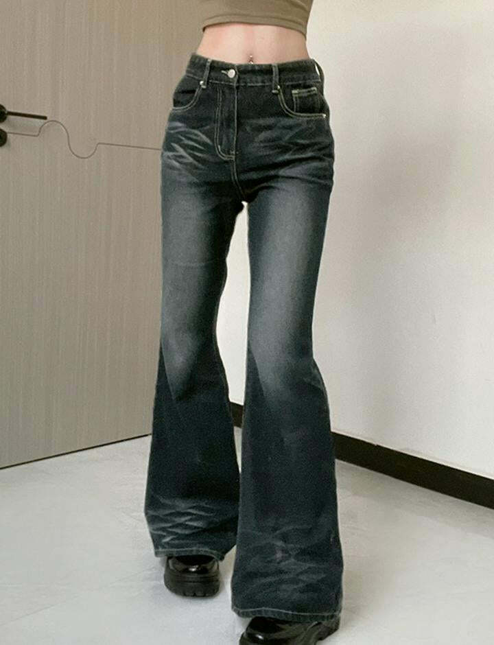 Y2K Grunge Style Flare Leg Jeans - Vintage Aesthetic Denim for Coquette & Soft Girl Looks