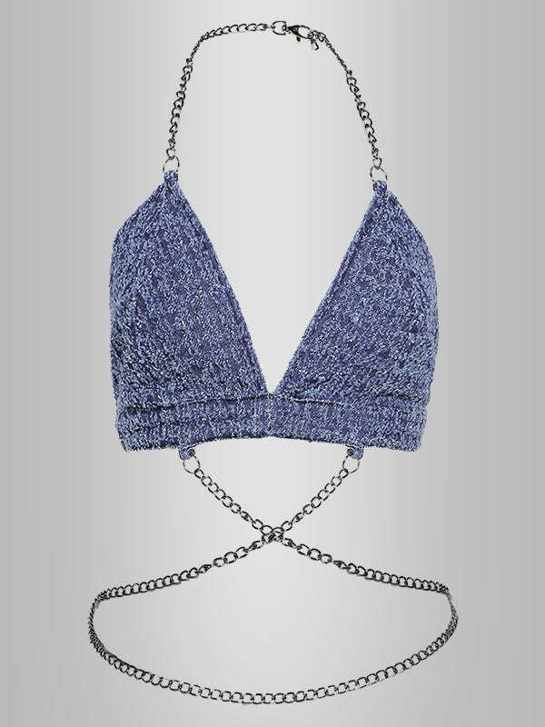 Y2K Halter Backless Mini Top - Cute Coquette & Grunge Aesthetic Crop for Trendy Outfits