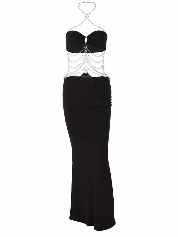 Y2K Halter Cut-Out Dress - Coquette & Grunge Aesthetic, Cute Top for Trendy Outfits