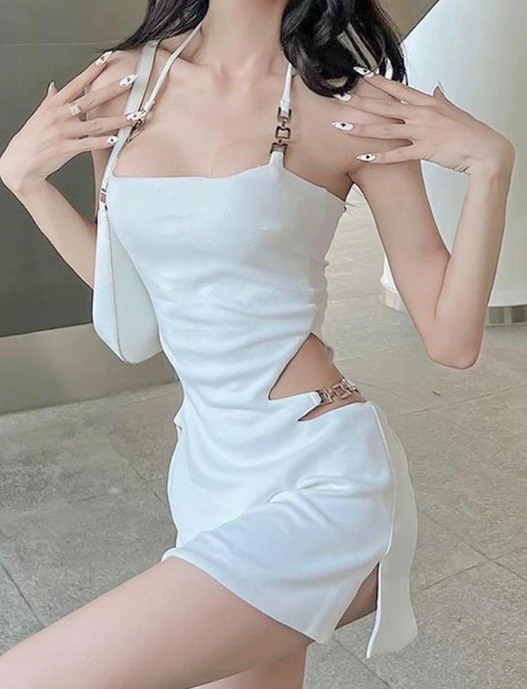 Y2K Halter Cutout Mini Dress - Cute Coquette Aesthetic for Grunge & Pastel Goth Styles