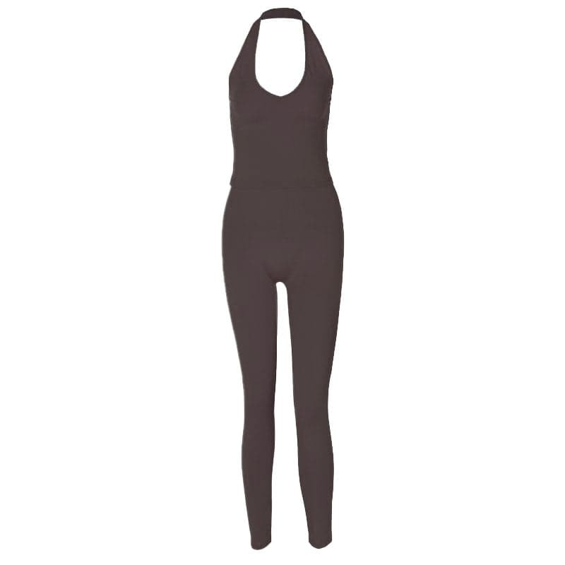 Y2K Halter U-Neck Backless Pant Set - Cute Coquette & Grunge Aesthetic Outfit