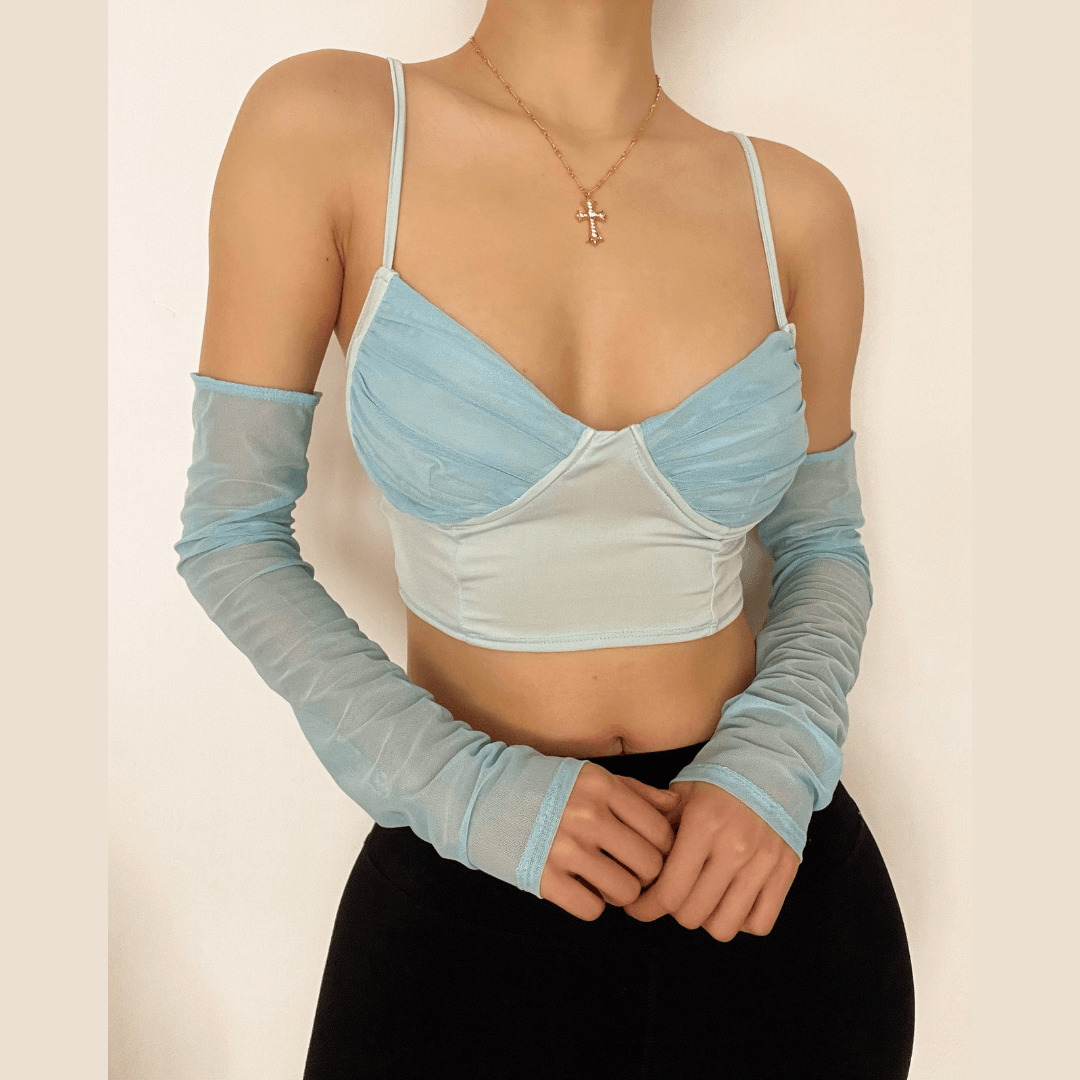 Y2K Heart Neck Ruched Cami Crop Top - Cute Pastel Goth & Coquette Aesthetic Fashion
