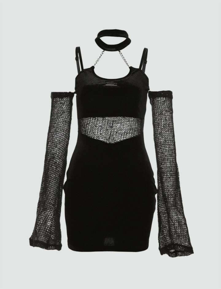 Y2K High-Waisted Black Dress - Cute Coquette & Grunge Aesthetic Fashion Essential