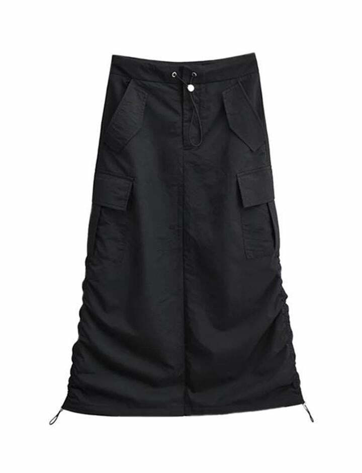 Y2K High-Waisted Cargo Skirt - Grunge Aesthetic Utility Skirt for Cute Outfits