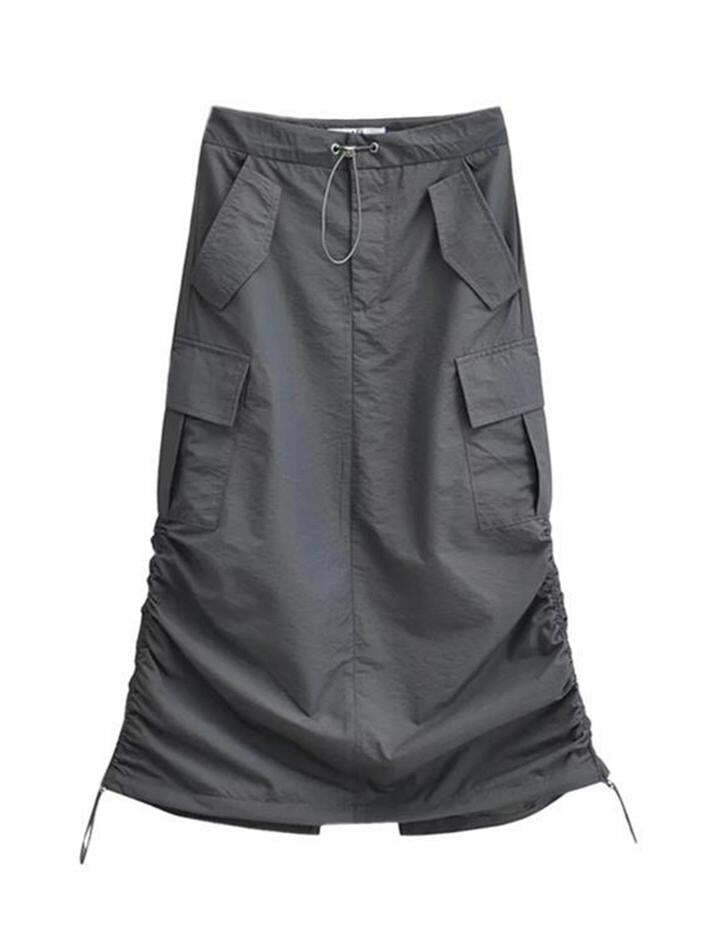 Y2K High-Waisted Cargo Skirt - Grunge Aesthetic Utility Skirt for Cute Outfits