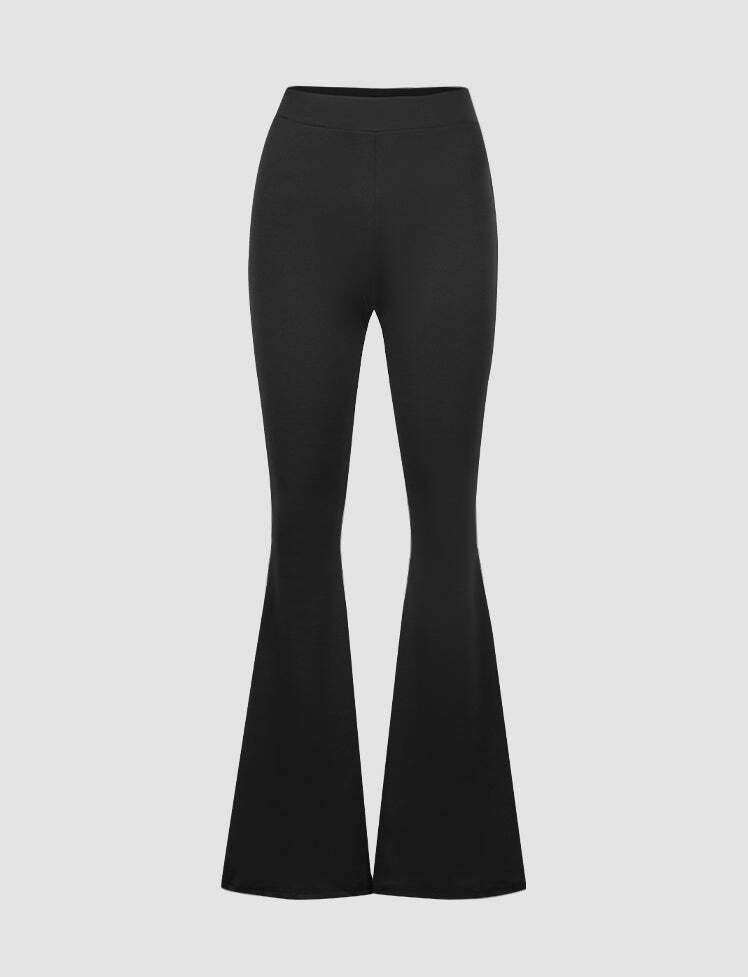 Y2K High-Waisted Flared Black Pants for Grunge Aesthetic & Coquette Style Outfits