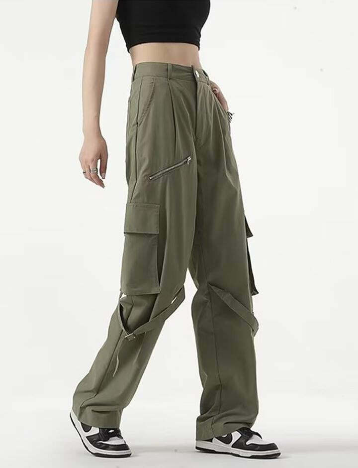 Y2K High-Waisted Wide-Leg Cargo Pants for Grunge, Coquette, and Aesthetic Outfits