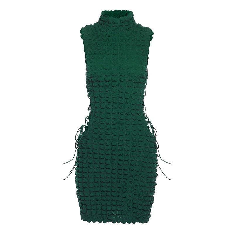 Y2K High Neck Lace-Up Mini Dress - Coquette & Grunge Aesthetic Sleeveless Style