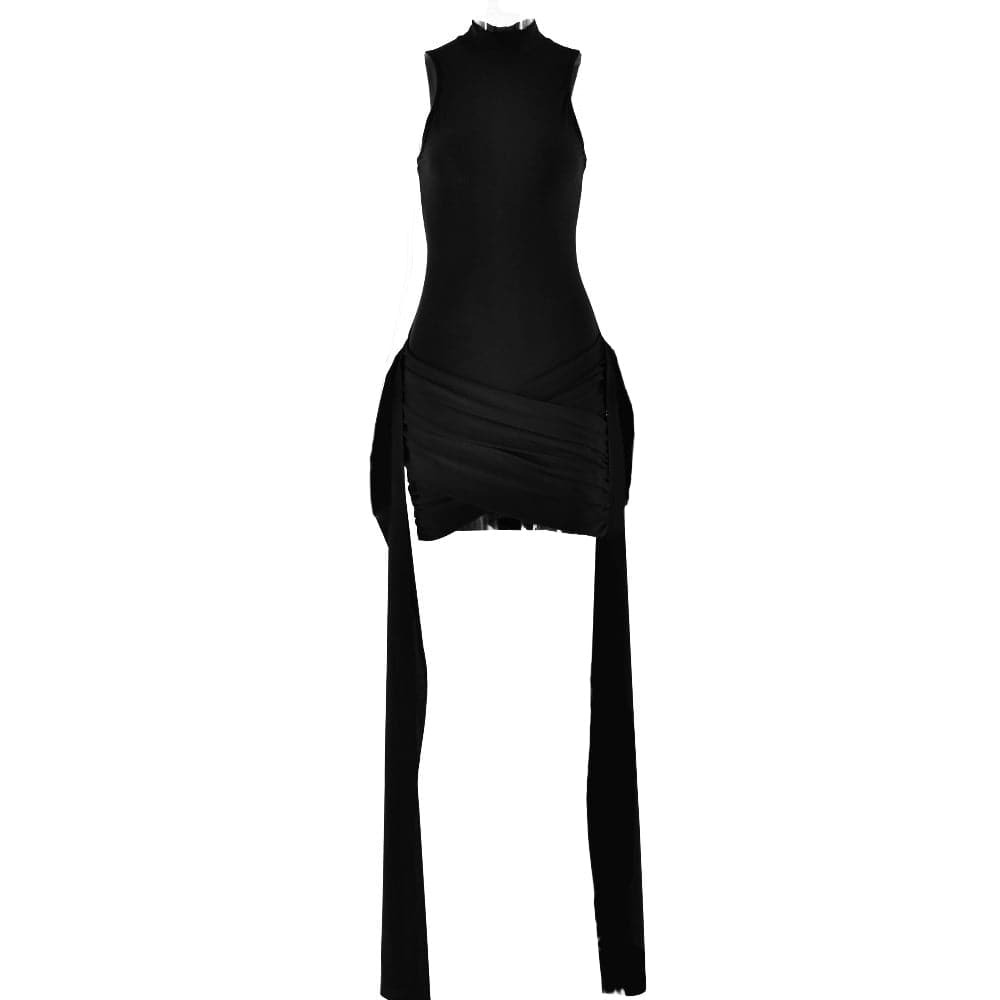 Y2K High Neck Ruffle Ruched Mini Dress - Cute Coquette Aesthetic for Fall Fashion