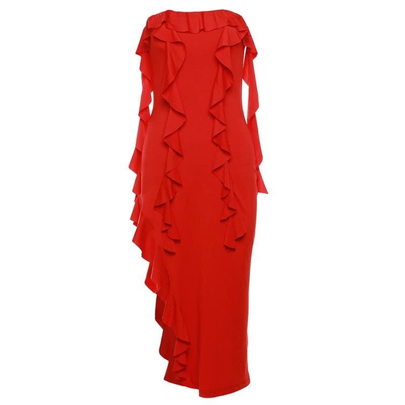 Y2K High Slit Ruched Tube Midi Dress - Coquette Aesthetic with Grunge Vibes