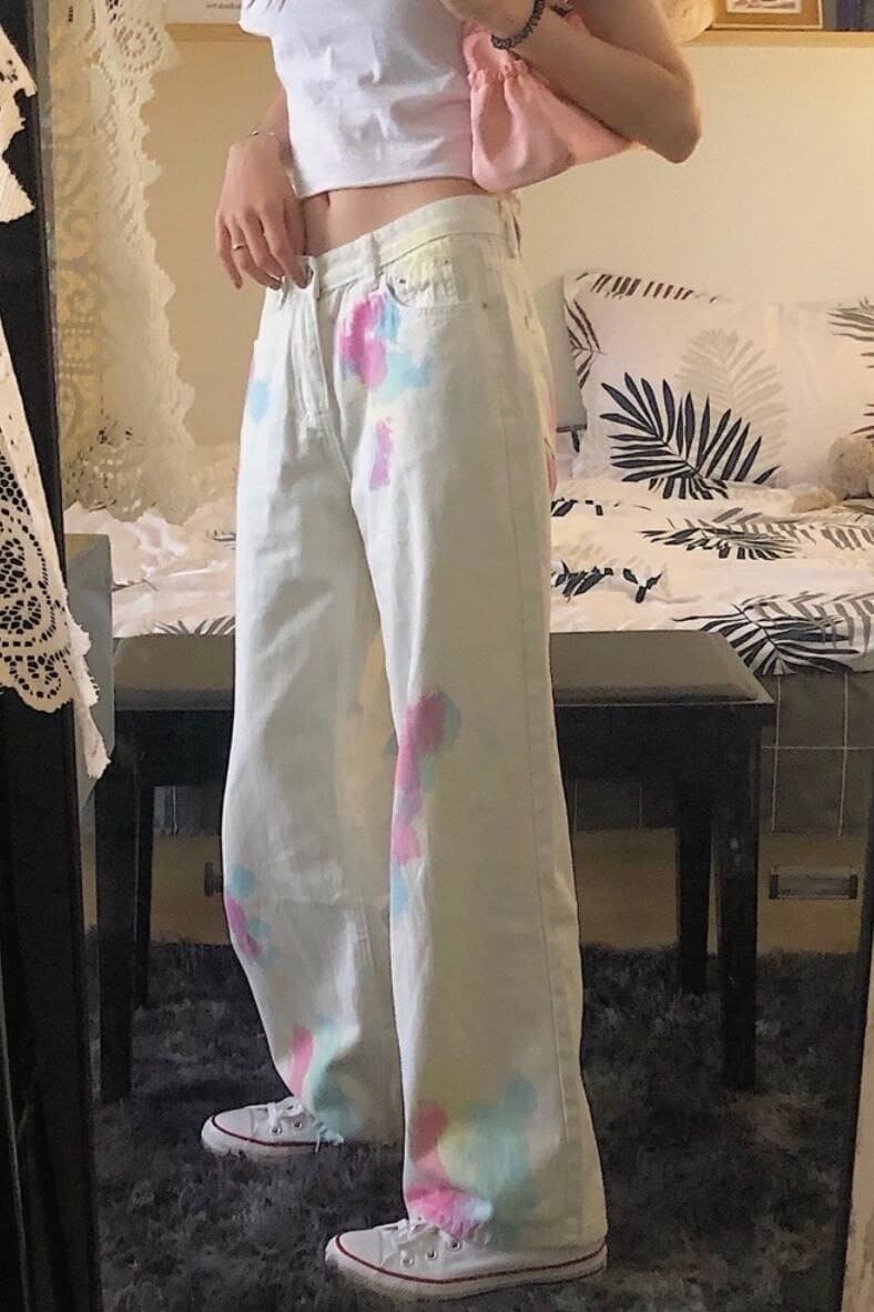 Y2K High Waist Baggy Jeans - Vintage Grunge Style with Cute Aesthetic Vibes