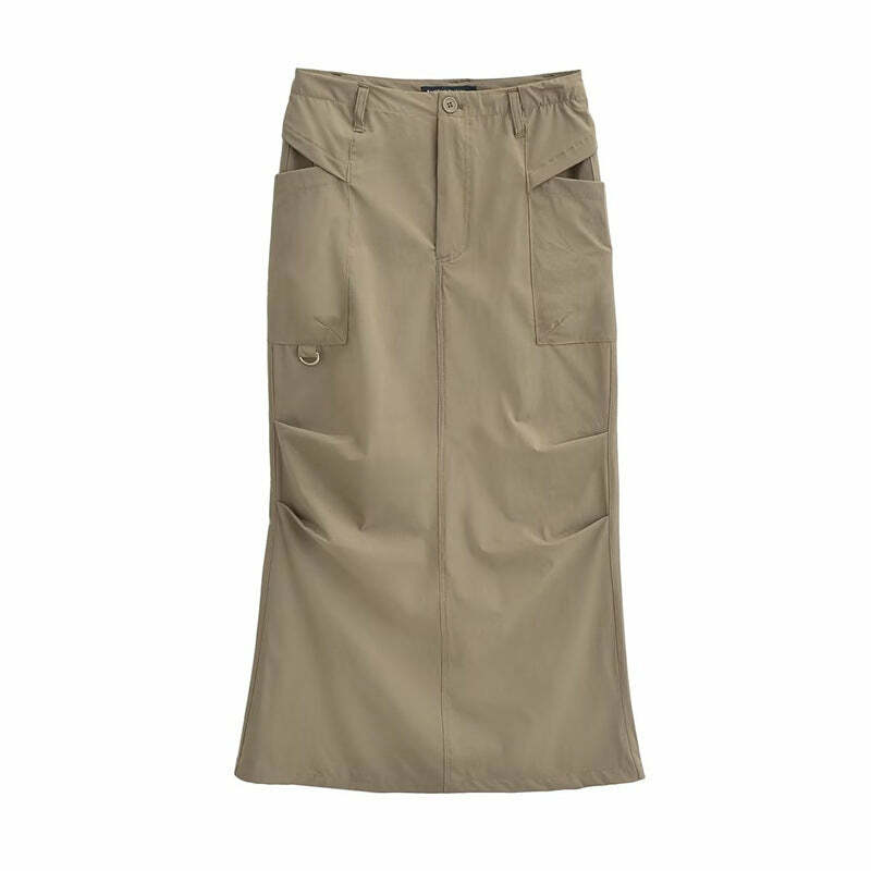 Y2K High Waist Cargo Mermaid Skirt - Grunge Aesthetic & Coquette Style Fusion