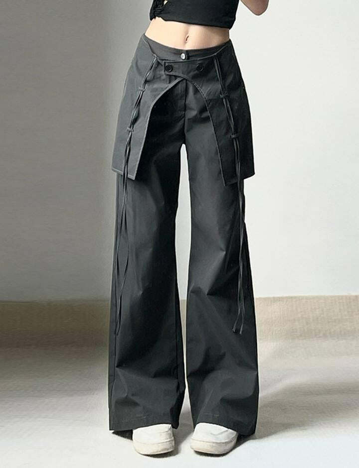 Y2K High Waist Cargo Pants - Casual Straight Leg Woven Bottoms for Coquette & Grunge Aesthetic