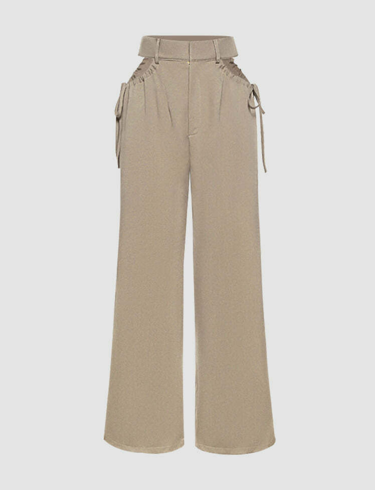 Y2K High Waist Cutout Cargo Pants - Grunge Aesthetic Trousers for Coquette Style Outfits