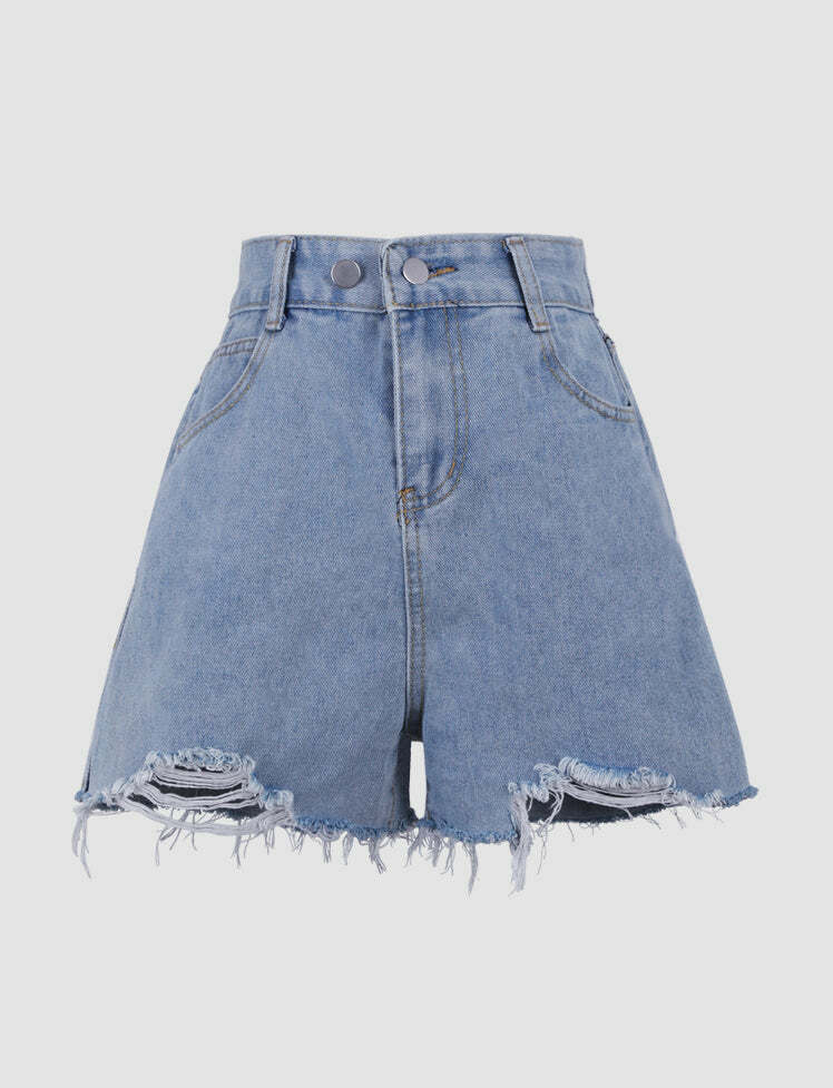 Y2K High Waist Denim Shorts - Vintage Grunge Aesthetic, Cute & Comfy Summer Style