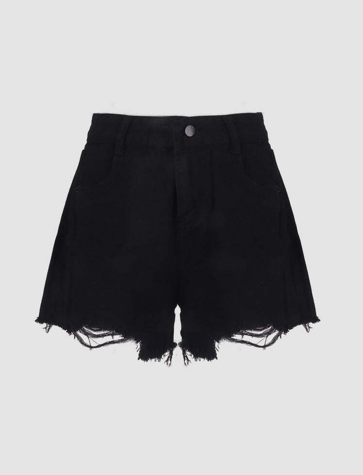 Y2K High Waist Denim Shorts - Vintage Grunge Style, Cute Aesthetic, Comfy & Trendy