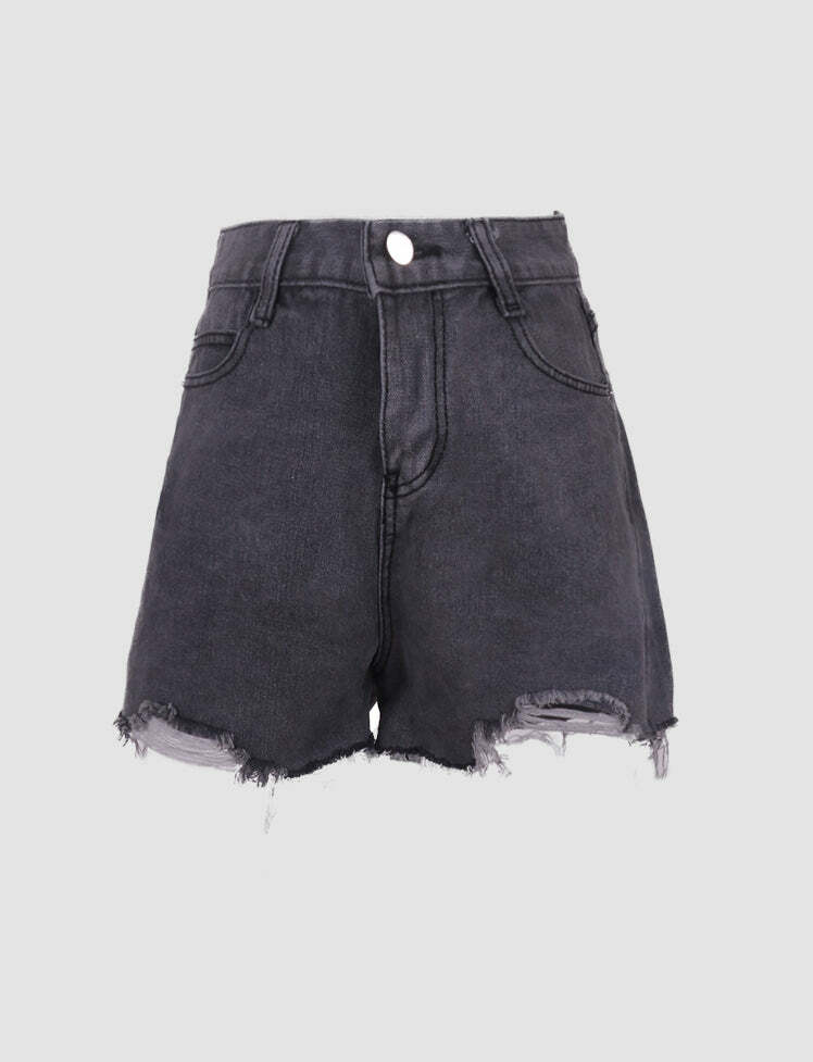 Y2K High Waist Denim Shorts - Vintage Grunge Style, Cute Aesthetic, Comfy Summer Fashion