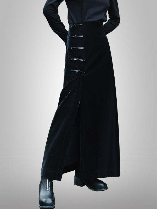 Y2K High Waist Side Slit Cargo Skirt - Grunge Aesthetic & Coquette Style Essential