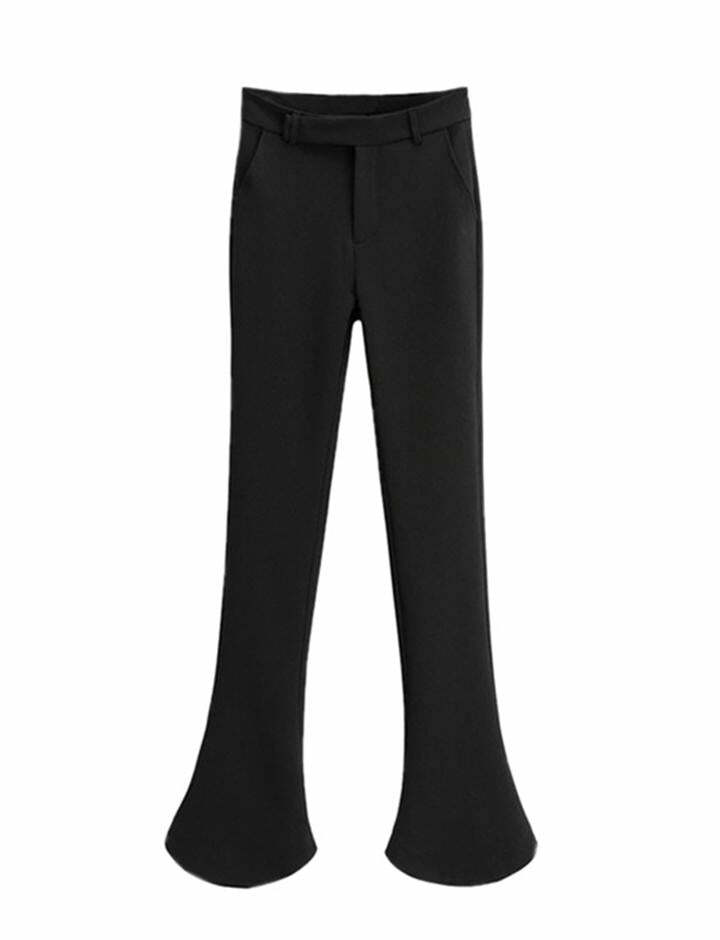 Y2K High Waist Slim Fit Flared Trousers - Vintage Aesthetic, Grunge Style, Cute Outfits
