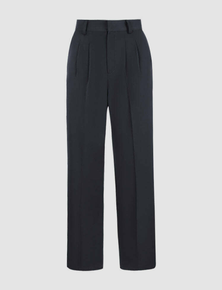 Y2K High Waist Straight Leg Trousers - Vintage Aesthetic, Grunge Style, Comfy Chic